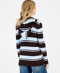 Madden Girl Juniors' Open-Front Hooded Ribbed Cardigan