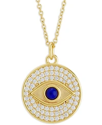 Sterling Forever Rhodium-Plated Brass Pave Cubic Zirconia Evil Eye Pendant Necklace