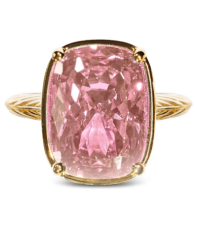 Sterling Forever Elongated Cushion Pink Sapphire Cubic Zirconia Cocktail Ring