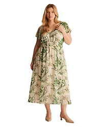 Estelle Women's Anaya Petal Flutter Sleeve Summer Midi Dress