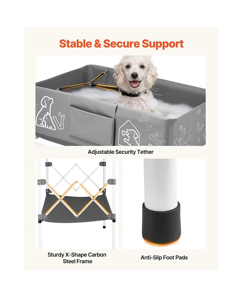 Cozito Elevated Collapsible Dog Bathtub 100 L Pet Grooming Wash Station with Drain Hose