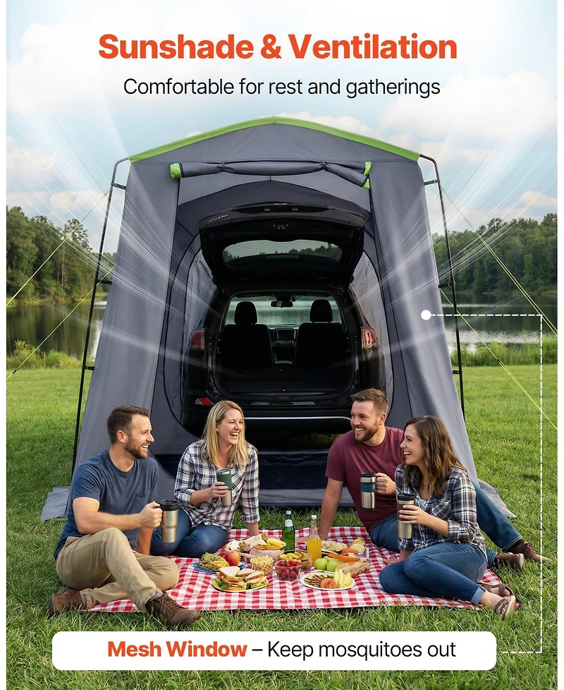 Cozito Large Suv Tailgate Tent 10.6 x 8 feet for 5-9 Person Camping with Mesh Windows