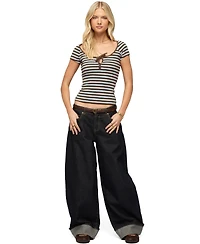 Edikted Women's Emberly Striped Raglan Top