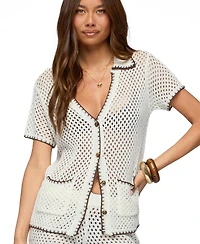 Edikted Women's Rocca Contrast Button Up Crochet Top