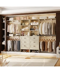 Aheaplus Closet Organizer System with Hanging Rods and Shelves, Wardrobe Drawers