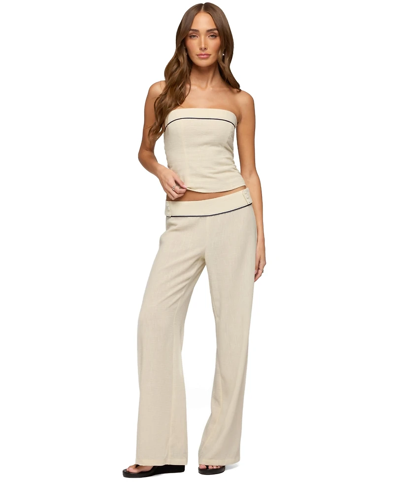 Edikted Women's Dorine Contrast Woven Strapless Top