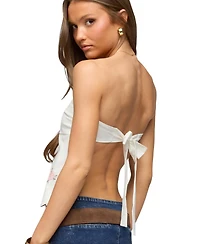 Edikted Women's Shiri Floral Embroidered Backless Top