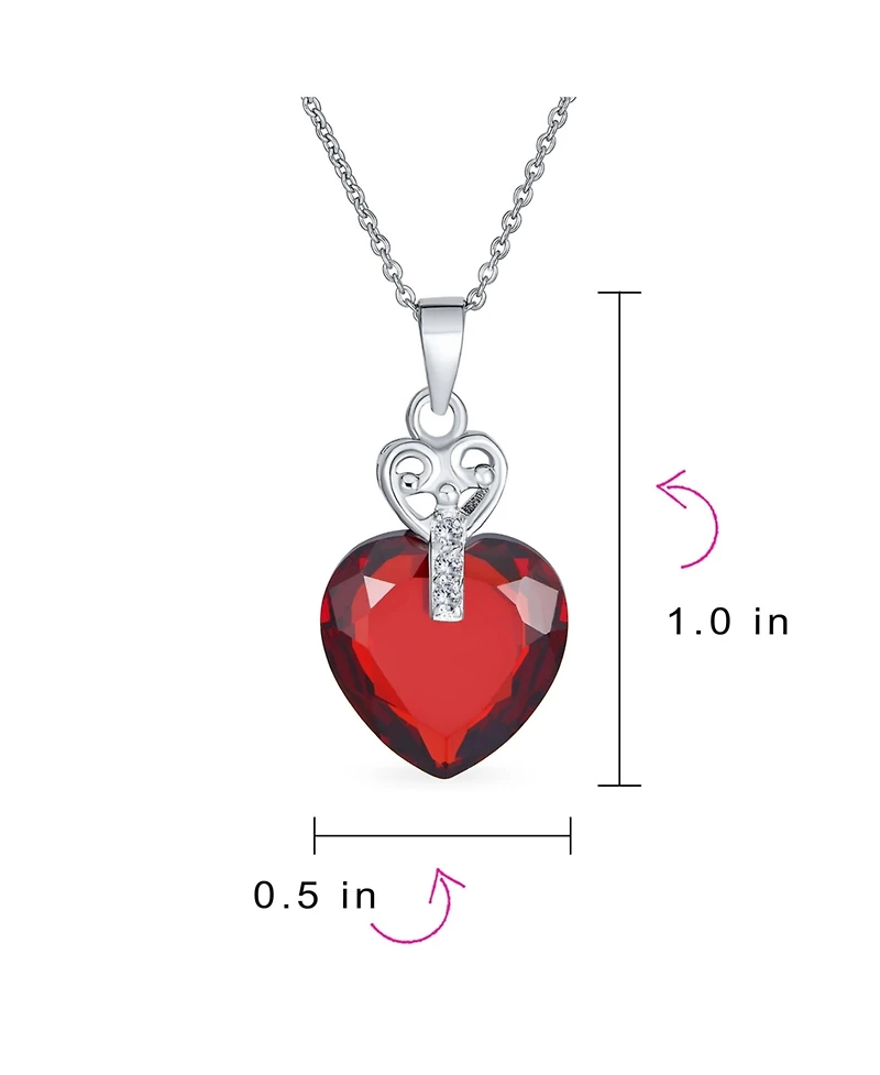 Bling Jewelry Key to Her Heart Cubic Zirconia Large Heart Necklace Pendant Sterling Silver