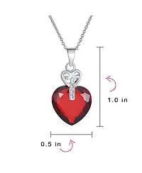 Bling Jewelry Key to Her Heart Cubic Zirconia Large Heart Necklace Pendant Sterling Silver