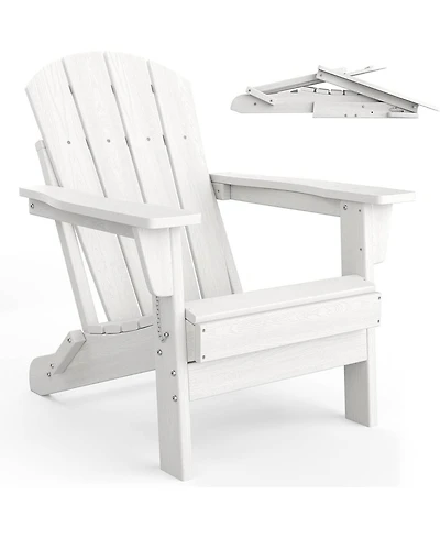 gaomon Hdpe Outdoor Patio Folding Adirondack Chair with Side Table for Decks, Gardens, fire Pit