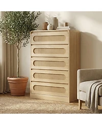 gaomon 5 Drawer Dresser, Farmhouse Wooden Vertical Dresser with Metal Handles, Modern Cabinet for Bedroom, Living Room