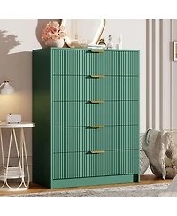 gaomon Fluted 5 Drawers Dresser for Bedroom, Wide Modern Chest of Drawers with Metal Handles, For Living Room, Entryway, Hallway