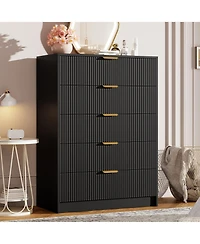 gaomon Fluted 5 Drawers Dresser For Bedroom, Wide Modern Chest of with Metal Handles, Living Room, Entryway, Hallway