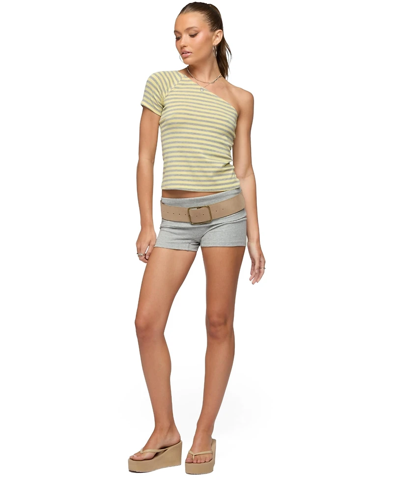 Edikted Womens Eulia One Shoulder Striped Top