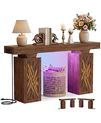 Aheaplus 47" Entry Table with Charging Station, Console Rgb Led Light