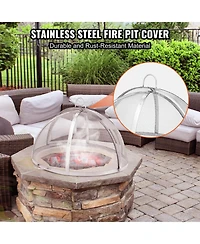 Cozito Firepit Spark Screen Lid, Stainless Steel Ring Cover with Handles
