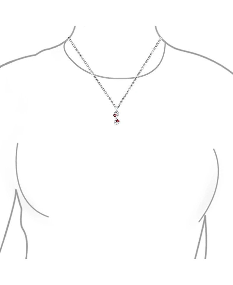Bling Jewelry Forever Love Double Ruby Cubic Zirconia Infinity Hearts Necklace Pendant Sterling Silver