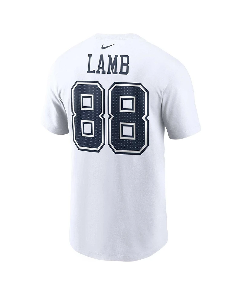 Nike Men's CeeDee Lamb White Dallas Cowboys Player Name Number T-Shirt