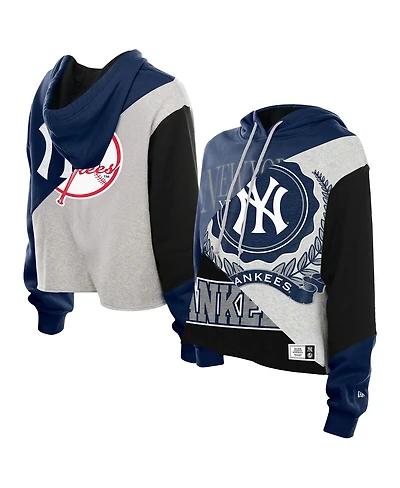 New Era Women's York Yankees Color Block Cropped Boxy Hoodie