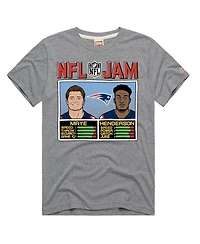 Homage Men's and Women's Drake Maye TreVeyon Henderson Gray New England Patriots Nfl Jam Tri-Blend T-Shirt