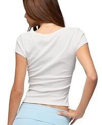 Edikted Women's Nadiah Ribbed Scoop Neck T Shirt