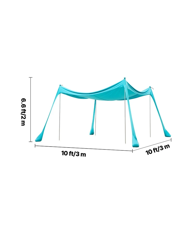 Cozito Beach Tent Sun Shelter 10 x 10 feet with Sandbags and Stability Poles