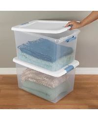 Sterilite 64Qt Latching Box Stackable Storage Container with Lid, White, 16 Pack