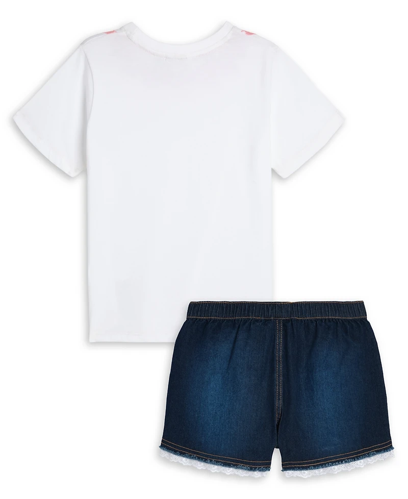 Scotch & Soda Girls' 4-6X Embroidered Top and Denim Shorts, 2-Piece Set