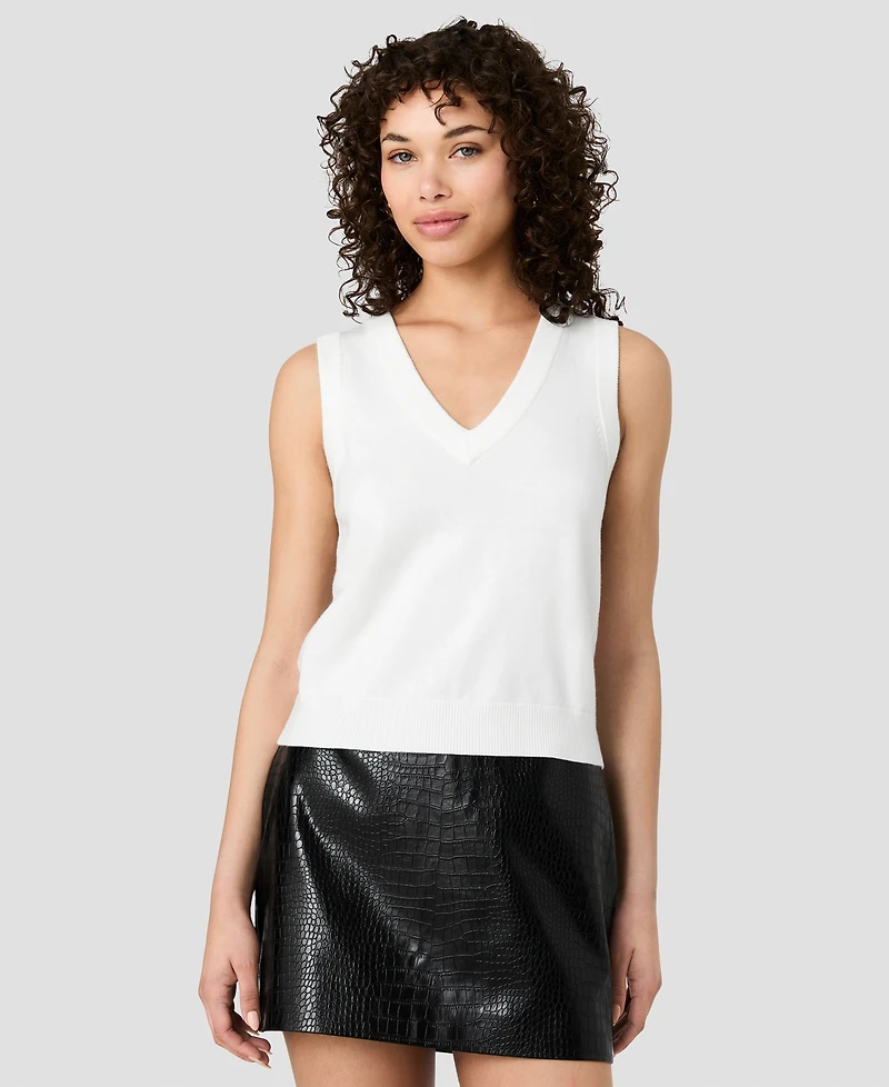 French Connection Women's Willa V-Neck Sleeveless Knit Vest