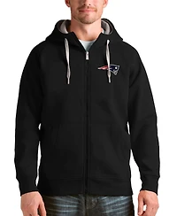Antigua Men's Black New England Patriots Victory Full-Zip Hoodie
