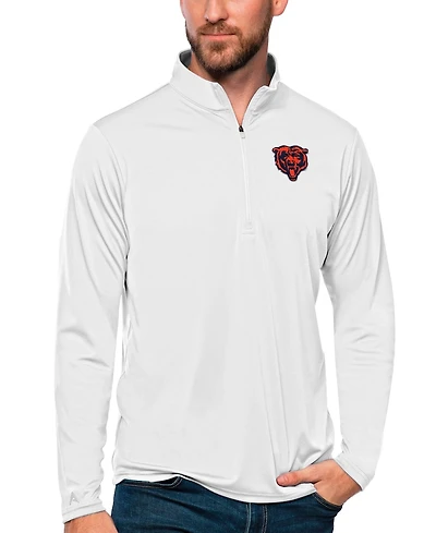 Antigua Men's White Chicago Bears Tribute Quarter-Zip Lightweight Pullover Sweatshirt