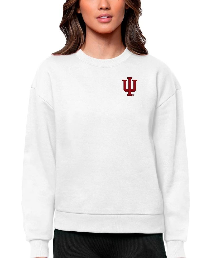 Antigua Women's White Indiana Hoosiers Logo Victory Crewneck Pullover Sweatshirt