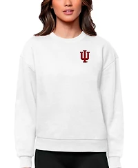 Antigua Women's White Indiana Hoosiers Logo Victory Crewneck Pullover Sweatshirt
