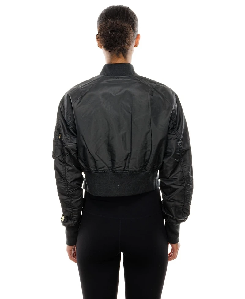 New Era X Alpha Industries Women's Black York Mets Cropped Full-Zip Jacket