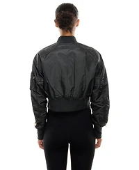 New Era X Alpha Industries Women's Black York Mets Cropped Full-Zip Jacket
