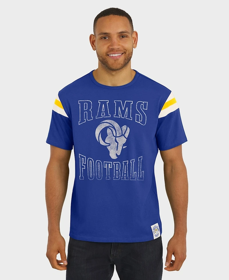 Darius Rucker Collection by Fanatics Men's Royal Los Angeles Rams Football Stripe Sleeve T-Shirt