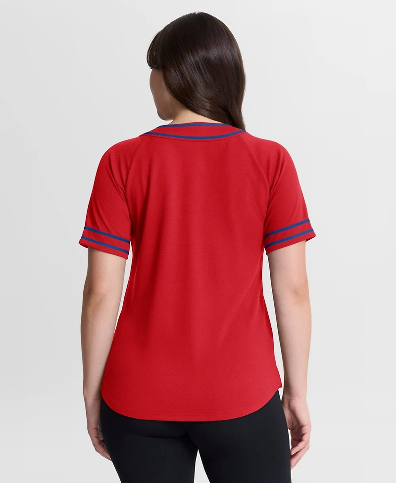 Fanatics Women's Red Philadelphia Phillies Diva Race Ahead Raglan V-Neck T-Shirt