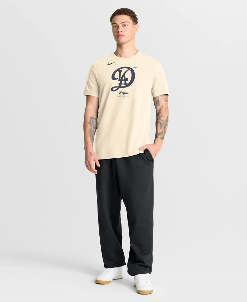 Nike Men's Cream Los Angeles Dodgers City Connect Large Logo T-Shirt