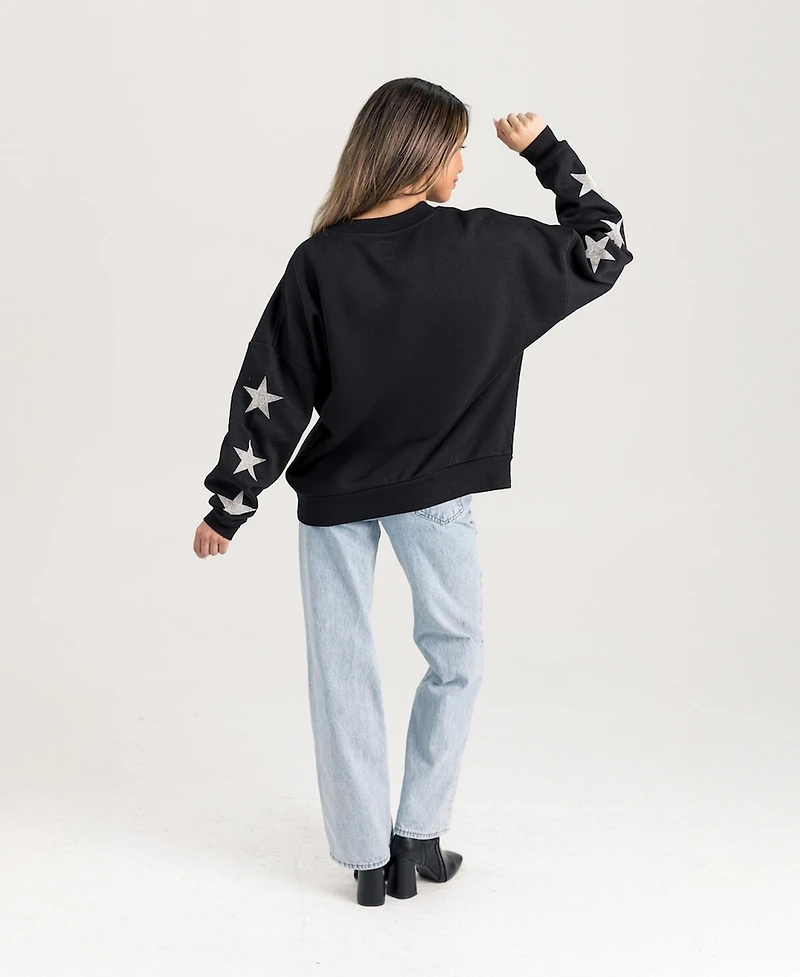 Gameday Couture Women's Black Arizona Wildcats Pure Victory Relaxed Rhinestone Pullover Sweatshirt