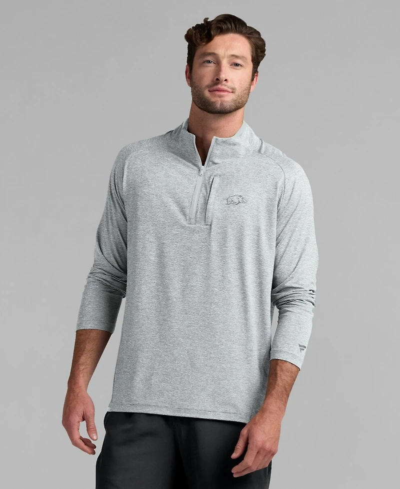 Fanatics Men's Gray Arkansas Razorbacks Mock Neck Half-Zip Pullover Jacket