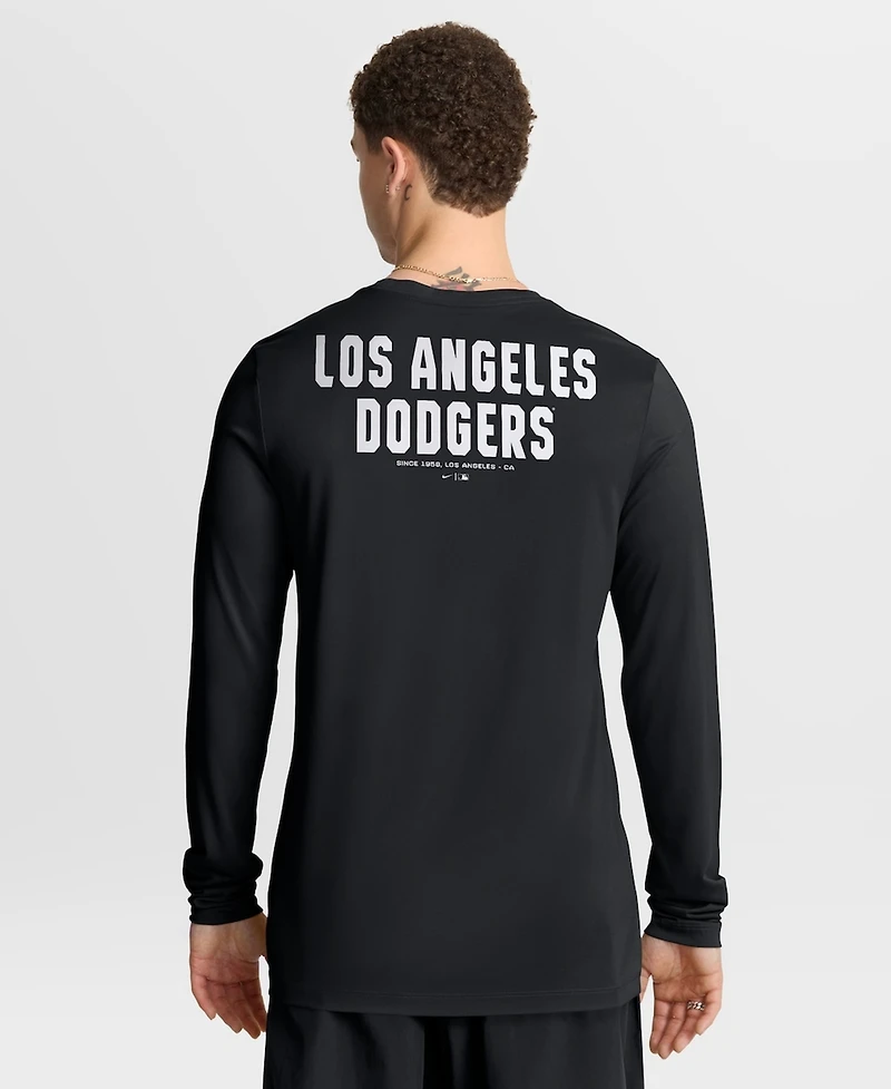 Nike Men's Black Los Angeles Dodgers 2-Hit Legend Dri-fit Long Sleeve T-Shirt