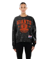 New Era Women's Black San Francisco Giants Throwback Oversized Boxy Sweatshirt