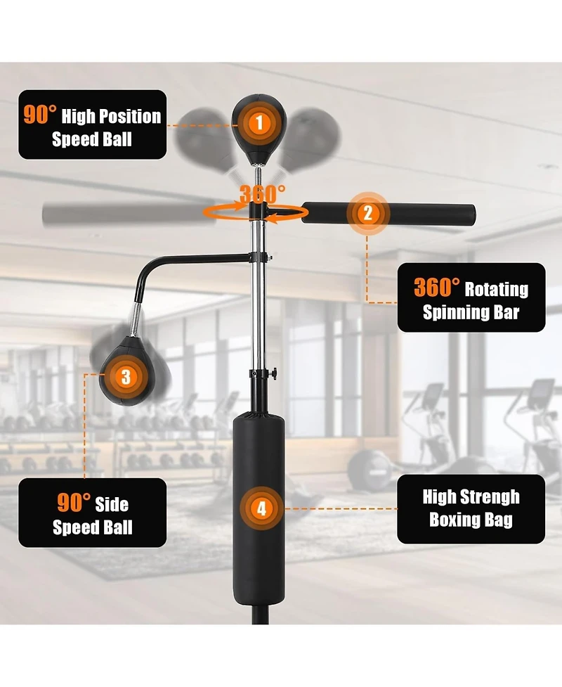 Xo 3-in-1 Punching Bag Set with Stand, Adjustable Boxing Bag with 2 Speed Balls and 360degree(s) Bar, Home Gym Training Equipment for Adults Teens