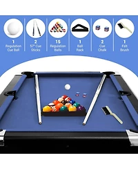 Xo Folding Pool Table, Portable Billiards Table Set with Accessories, Height Adjustable Compact Design for Home Game Room Basement