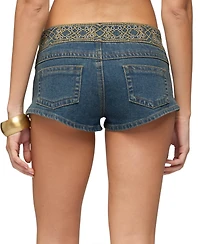 Edikted Women's Zera Embroidered Denim Micro Shorts