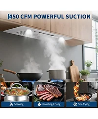 Xo Powerful 450 Cfm Built-In Range Hood Insert - 3-Speed Touch and Gesture Control - Remote