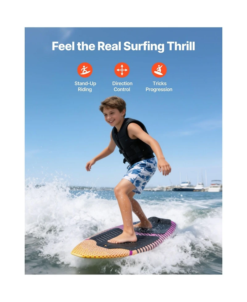 Hikeen 45 Inch Wakesurf Board Wake Surfing Board with Eps Foam Core and Eva Non Slip Pad Uv Resistant Wakesurfing Boards for Youth Up to 110 lbs