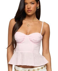 Edikted Womens Peplum Linen Look Tank Top
