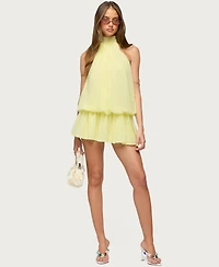 Edikted Womens Kortney Chiffon High Neck Mini Dress