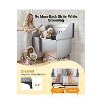 Ruie 61 inch 304 Stainless Steel Dog Washing Station Low Slope Ramp Storage